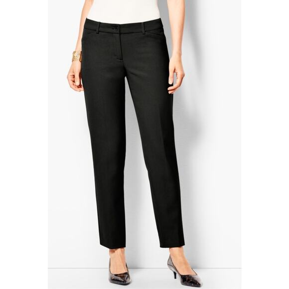 Talbots Hampshire Ankle Pants Petite Black Straight Leg Stretch Trouser - Size 6 - Picture 1 of 7